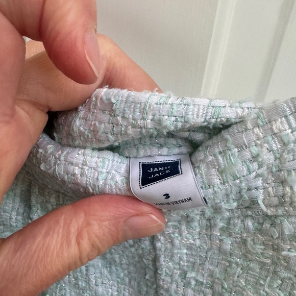 Janie & Jack Size 3T Girls Mint Green Formal Wool Looking Side Zip Shorts - Picture 5 of 6